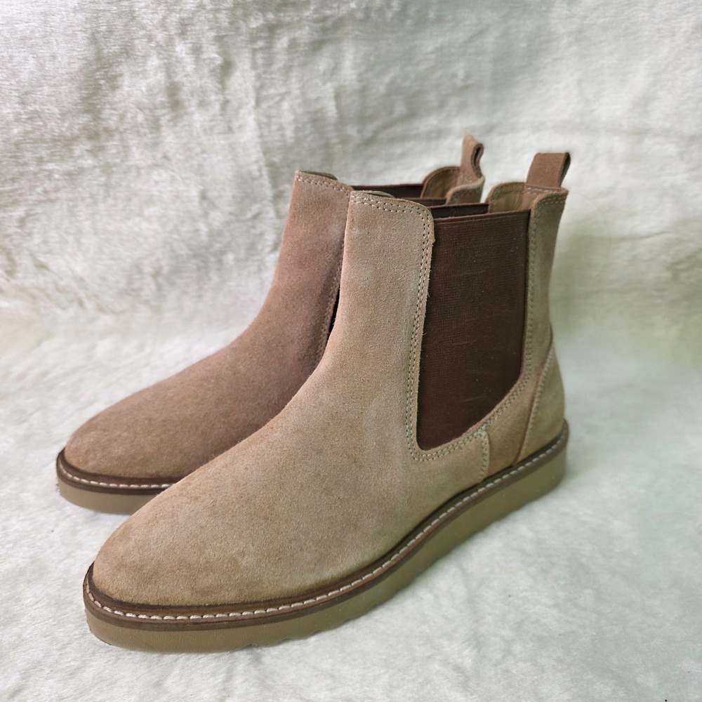 Jack Rogers Chelsea Ankle Boots Tan Suede Flat Heels Women Size 5 Excellent